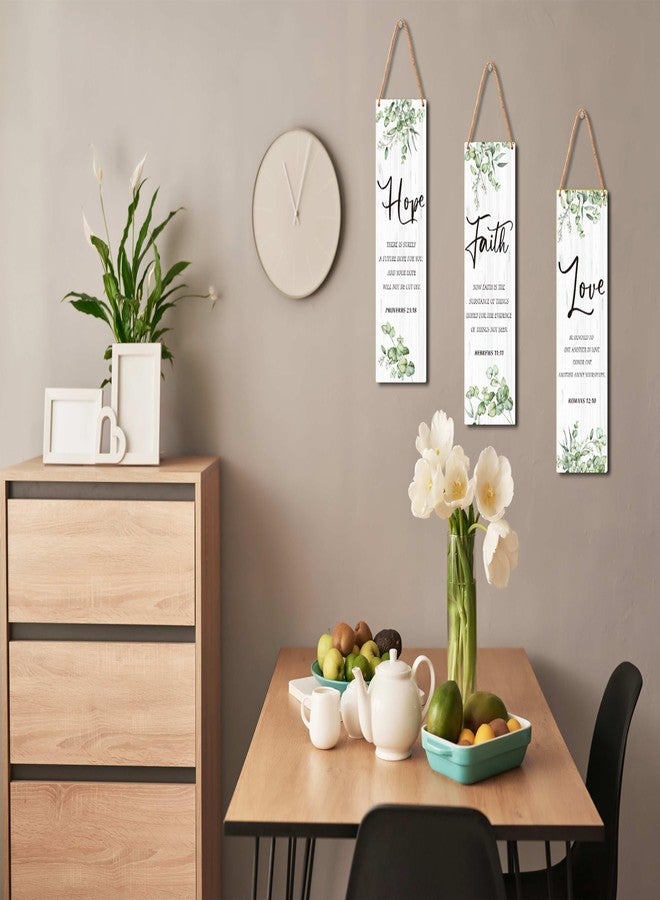 Zmyollo Inspirational Wall Decor Sign, 3 Pieces Motivational Wooden Sign With Rope, Hope Faith Love Wall Art Decor For Office Home Bedroom Living Room, Artwork Gifts For Family Friend, B04 - Image 3